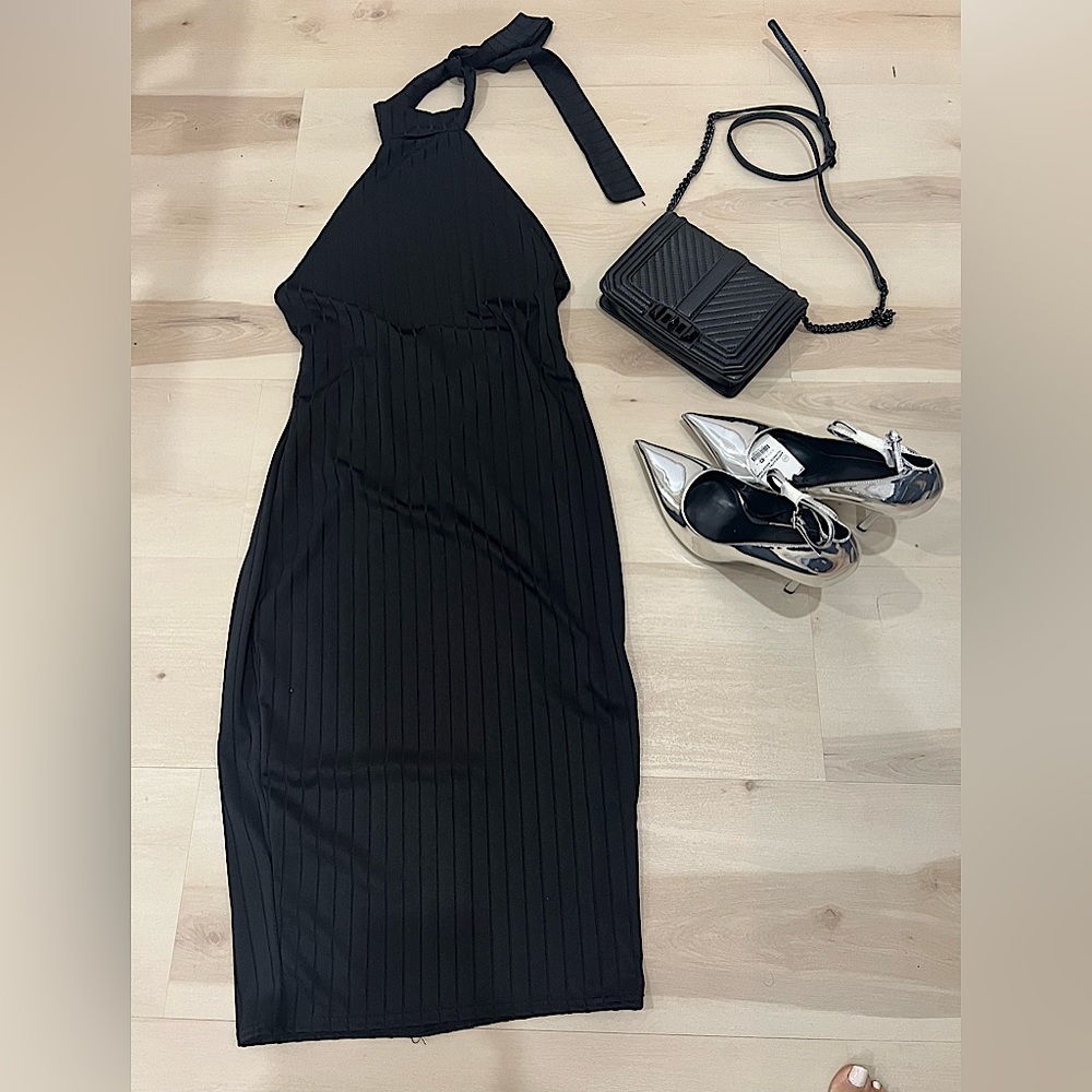 Halter top midi dress black size 12